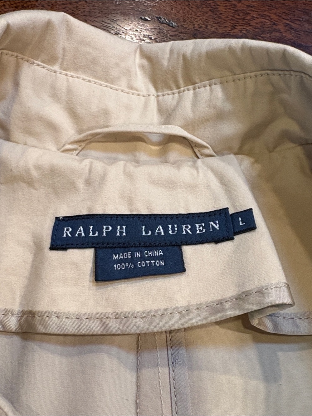 Vintage Ralph Lauren Tan Double-Breasted Flared Trench Coat size Large *As-Is* - Picture 8 of 15